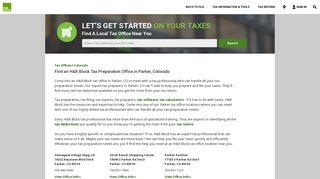 Tax Professionals in Parker, Colorado -Parker Tax Offices - H&R Block