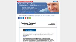 Federal Tax Research Library - Parker's Tax Bulletin - October 8, 2018