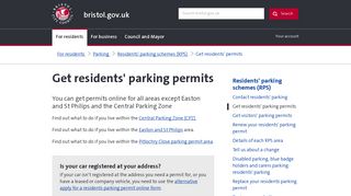 Get residents' parking permits - bristol.gov.uk
