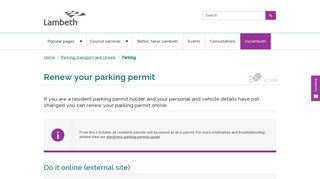 Renew your parking permit | Lambeth Council
