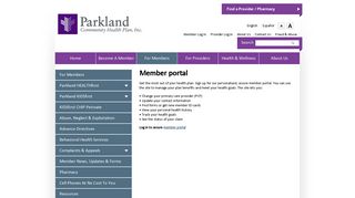 Member portal | Parkland Community Health Plan, Inc.