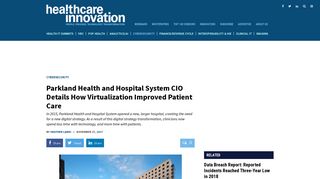 Parkland Health and Hospital System CIO Details How Virtualization ...