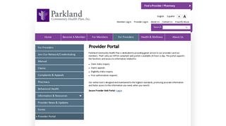 Provider Portal | Parkland Community Health Plan, Inc.