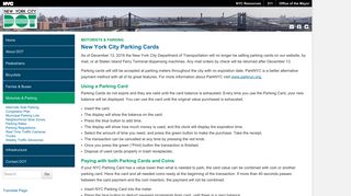 NYC DOT - Motorists & Parking - NYC Parking Cards - NYC.gov