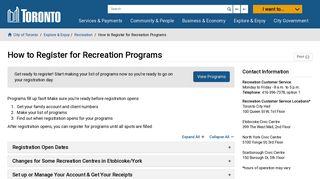 How to Register for Recreation Programs – City of Toronto