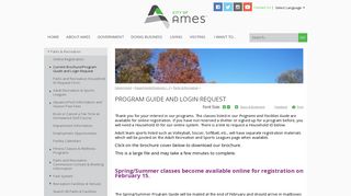 Program Guide and Login Request | City of Ames, IA
