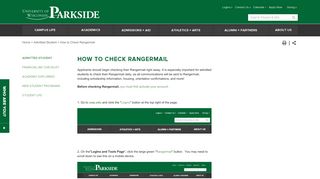 How to Check Rangermail - UW-Parkside
