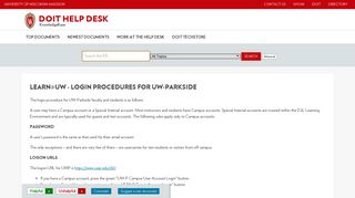 Login Procedures for UW-Parkside