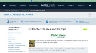 RECenter Classes and Camps | Park Authority - Fairfax County