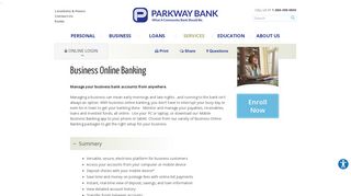 Business Online Banking | Parkway Bank | Chicago, IL - Orland Park ...