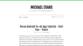 Parse Android To-do App Tutorial - Part Two - Users - Michael Evans