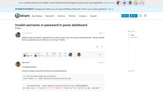 Invalid username or password in parse dashboard - Bitnami Community