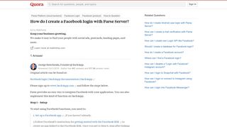 How to create a Facebook login with Parse Server - Quora