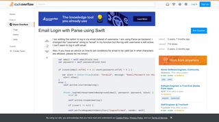 Email Login with Parse using Swift - Stack Overflow