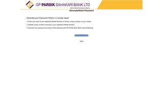 Generate/Reset Password - GP Parsik Bank