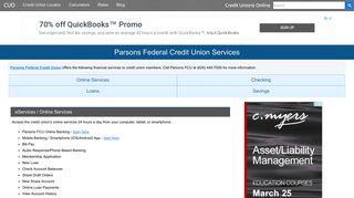 Parsons Federal Credit Union Services: Savings, Checking, Loans