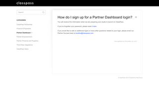 How do I sign up for a Partner Dashboard login? - ClassPass Help ...
