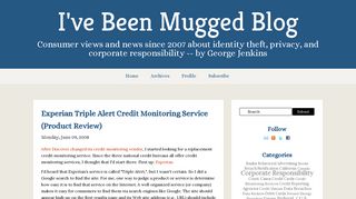 I've Been Mugged Blog: Experian Triple Alert Credit Monitoring ...