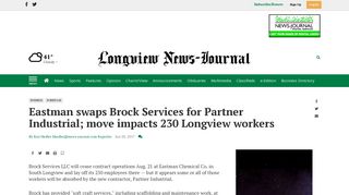 Eastman swaps Brock Services for Partner Industrial; move impacts ...