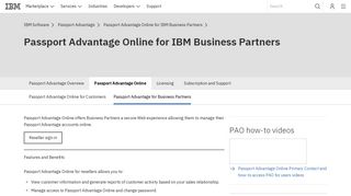 IBM Passport Advantage Online for Business Partners