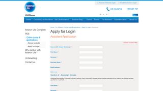 Apply for Login | Asteron Life