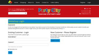Webshop Login | Party City