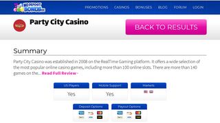 Party City Casino - No Deposit Bonus