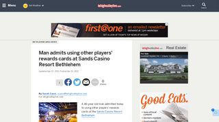 Man admits using other players' rewards cards at Sands Casino ...