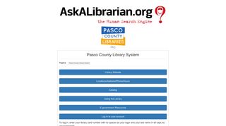 Pasco County Library System FAQ - Ask a Librarian