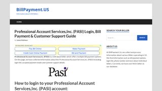 Professional Account Services,Inc. (PASI) - mypasiaccount.com | Bill ...