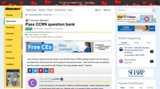 Pass CCRN question bank - Critical Care - allnurses - AllNurses.com