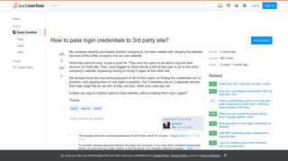 How to pass login credentials to 3rd party site? - Stack Overflow