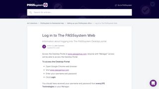 Log in to The PASSsystem Web | PASSsystem Help and Support Centre