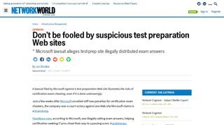 Don't be fooled by suspicious test preparation Web sites | Network World