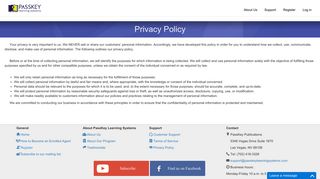 Privacy Policy - PassKey Learning Systems