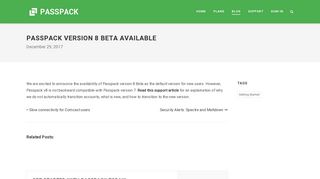 Passpack version 8 Beta available