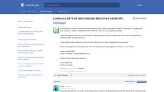 LOGIN ID & DATE OF BIRTH DO NOT MATCH MY PASSPORT ...