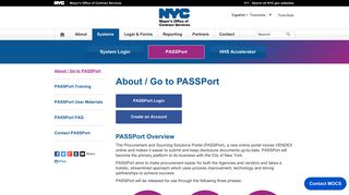About / Go to PASSPort - MOCS - NYC.gov