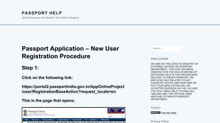 Passport Application – New User Registration Procedure – Passport ...