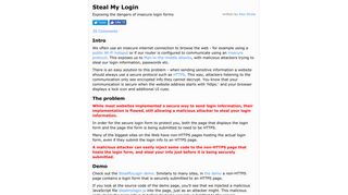 StealMyLogin.com - exposing the dangers of insecure login forms