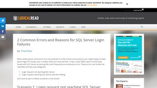 2 Common Errors and Reasons for SQL Server Login Failures