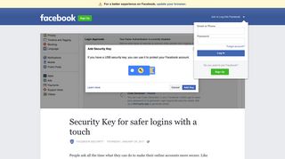 Security Key for safer logins with a touch | Facebook
