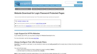 Website Download for Login Password Protected Pages - Microsys