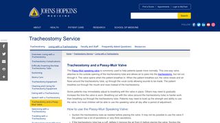 Tracheostomy and a Passy-Muir Valve - Johns Hopkins Medicine
