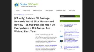 [CA only] Patelco CU Passage Rewards World Elite Mastercard ...