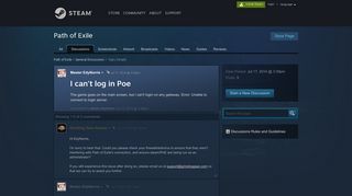 I can't log in Poe :: Path of Exile General Discussions