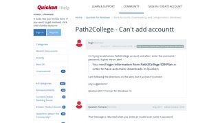 Path2College - Can't add accountt | Quicken Customer Community ...