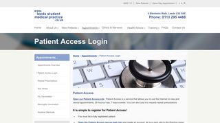 Patient Access Login - Leeds Student Medical Practice
