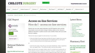 Access on-line Services - Chilcote Surgery