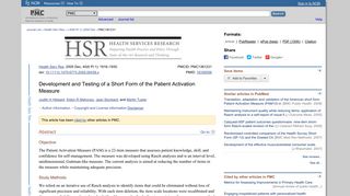 Development and Testing of a Short Form of the Patient Activation ...